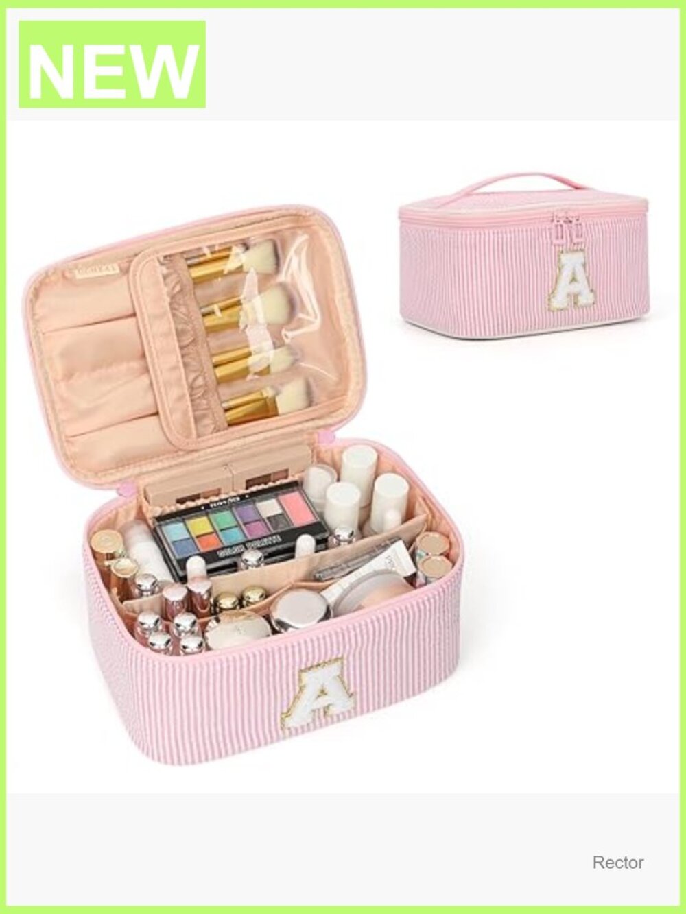 Monogram Cosmetic Bag Travel Toiletry Organizer with Brush Slots